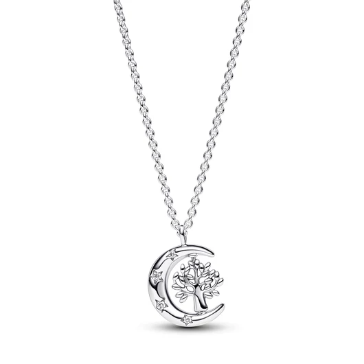 Pandora félhold és forgó életfa nyaklánc 50 cm-es - 392992C01-50