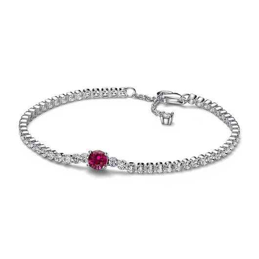 Pandora Csillogó Piros Kerek Köves Tennis karkötő 18 cm - 592403C01-18