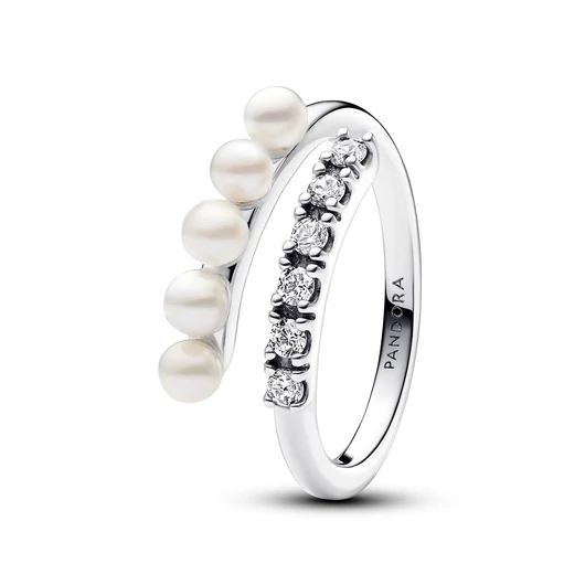 Pandora édesvízi tenyésztett gyöngyös pavé nyitott gyűrű 50-es méret - 193145C01-50