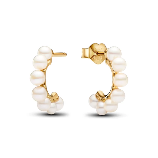Pandora 14k aranyozott édesvízi tenyésztett gyöngyös nyitott karika fülbevaló - 263179C01