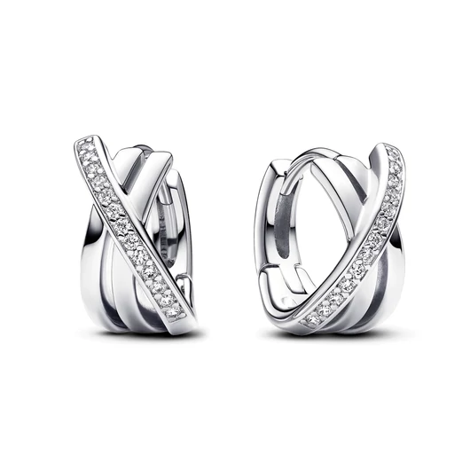 Pandora keresztezett pavé karika fülbevaló - 293150C01