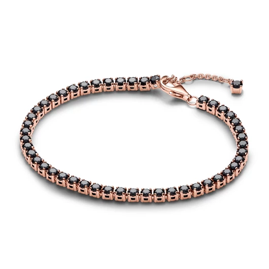 Pandora 14k rózsaaranyozott fekete kristályos tennis karkötő 16 cm - 581469C02-16