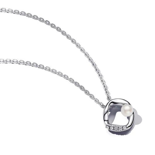 Pandora organikus formájú pavé és édesvízi tenyésztett gyöngy nyaklánc - 393303C01-45