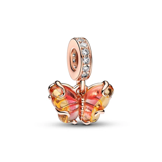 Pandora 14k aranyozott, muránói üveg pillangó függő charm - 782698C01