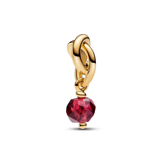 Pandora 14k aranyozott fazettált piros örökkévalóság kör függő charm - 763462C07
