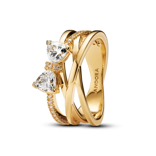 Pandora Szikrázó masni 14k aranyozott gyűrű 56-os méret - 163511C01-56