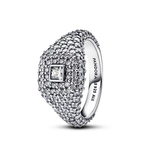 Pandora Pavé négyzetes koktélgyűrű 56-os méret - 193556C01-56