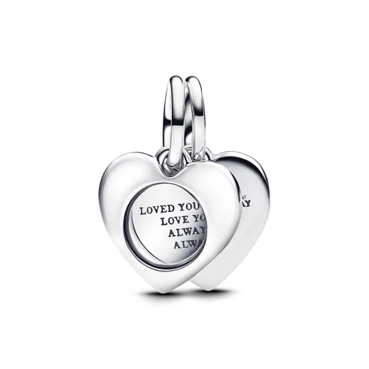 Pandora Gravírozható szív nagyító dupla függő charm - 793671C00