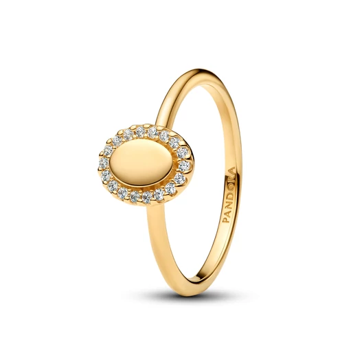 Pandora 14K aranyozott gravírozható ovális gyűrű 52-es méret - 163800C01-52