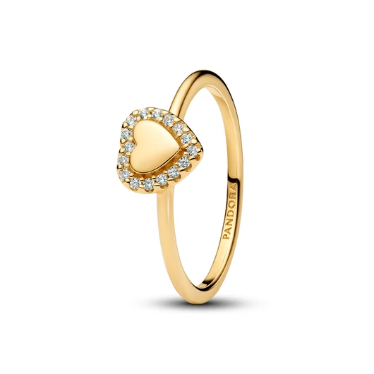 Pandora 14K aranyozott gravírozható szív glória gyűrű 50-es méret - 163801C01-50