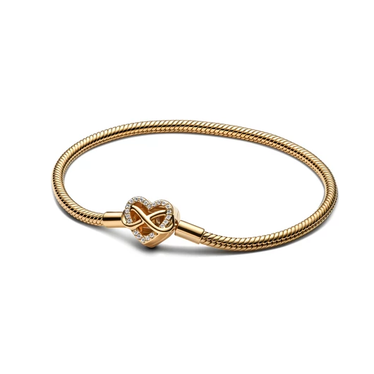 Pandora 14K aranyozott szikrázó végtelen szívkapcsos kígyólánc karkötő 17 cm - 563758C01-17