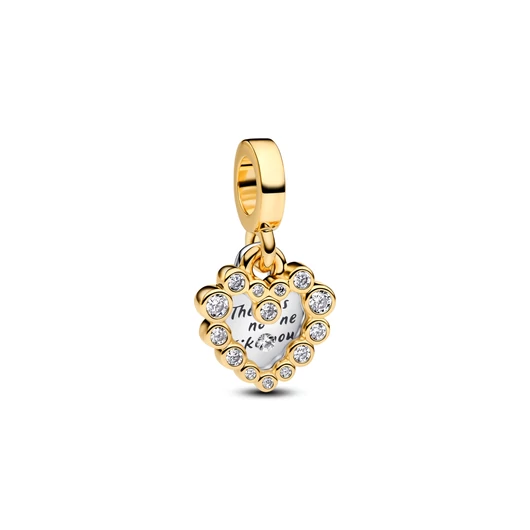 Pandora 14K aranyozott szikrázó szív dupla függő charm - 763765C01