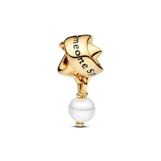 Pandora 14K aranyozott kezelt édesvízi tenyésztett gyöngyös szalag charm - 763784C01