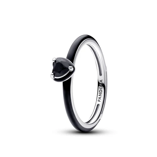Pandora Me fekete szív csakra gyűrű 58-as méret - 193088C01-58