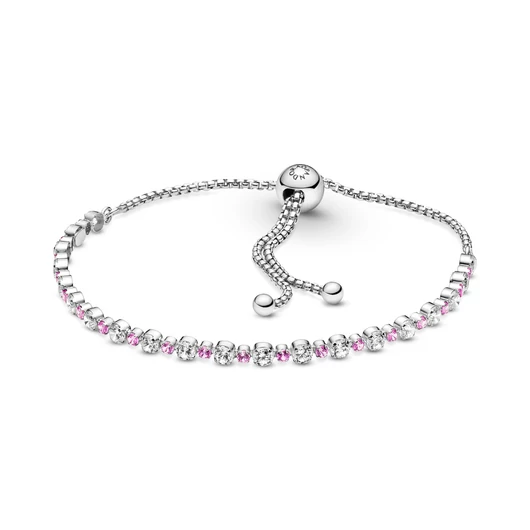 Pandora Rózsaszín és áttetsző köves karkötő 25 cm - 599377C02-2
