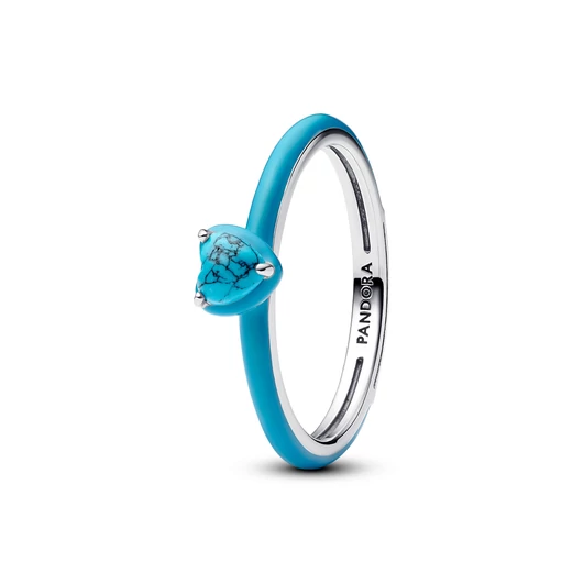 Pandora Me Türkiz szív alakú kő gyűrű 48-as méret - 193828C01-48