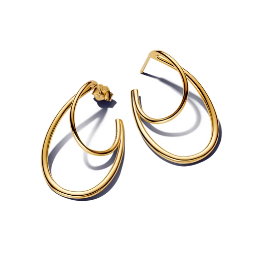 Pandora 14K aranyozott organikus formájú dupla karika-fülbevaló - 263870C00