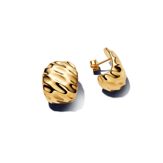 Pandora 14K aranyozott hullámos széles karika fülbevaló - 263879C00