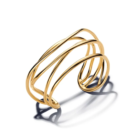 Pandora 14K aranyozott organikus formájú sodrott nyitott karperec 16 cm - 563867C00-1