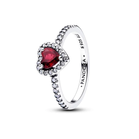Pandora Kiemelt fukszia piros szív gyűrű 54-es méret - 198421C13-54