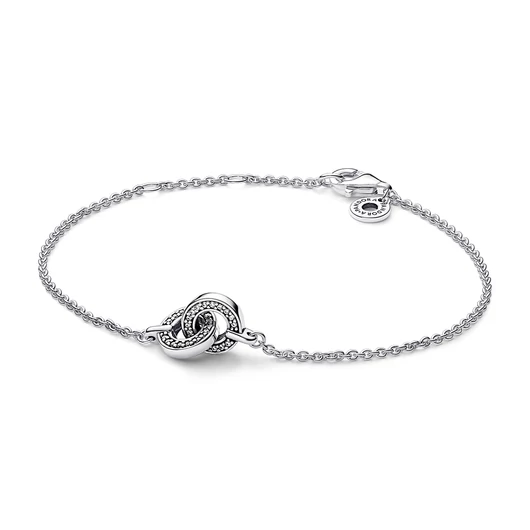 Pandora logó összefonódott kör karkötő cirkóniával 16 cm - 592742C01-16