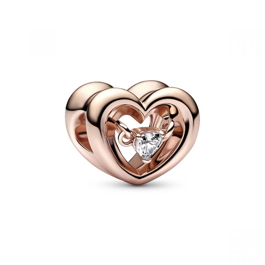 Pandora szív lebegő kővel charm - 782493C01
