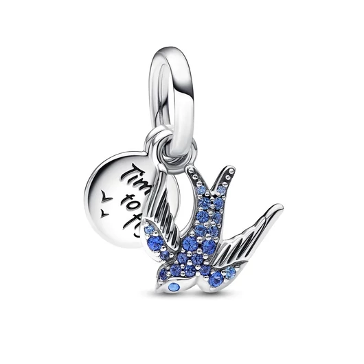 Pandora szikrázó kék fecske és idézet medál charm - 792570C01