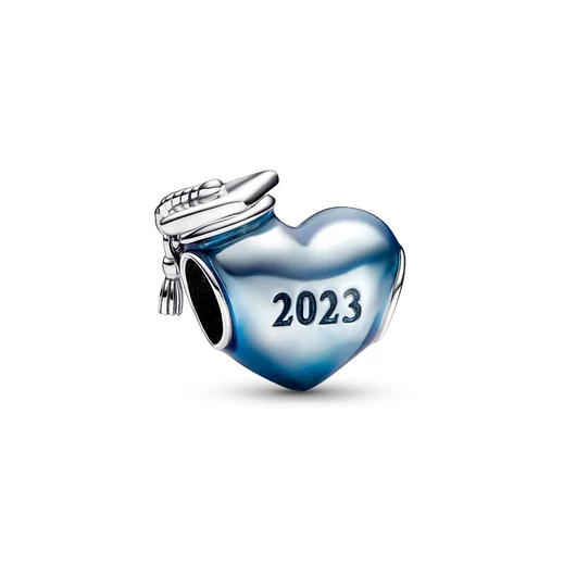 Pandora Kék 2023-as ballagási vagy diplomaosztó szív charm - 792590C01