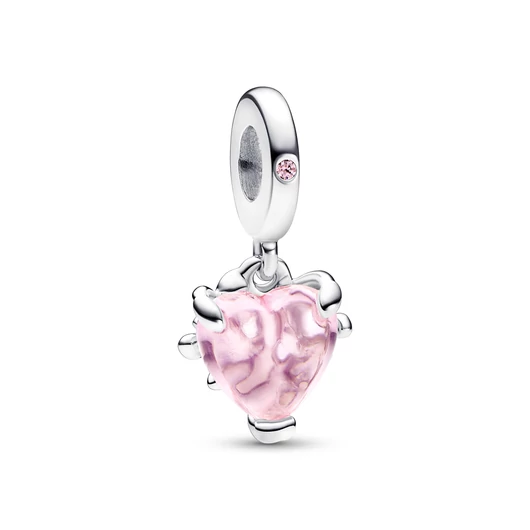 Pandora Rózsaszín családfa és szív charm - 792654C01