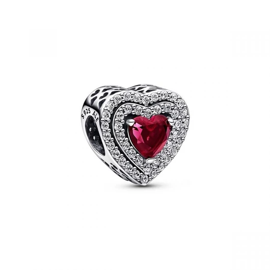 Pandora szív piros kővel charm - 799218C02