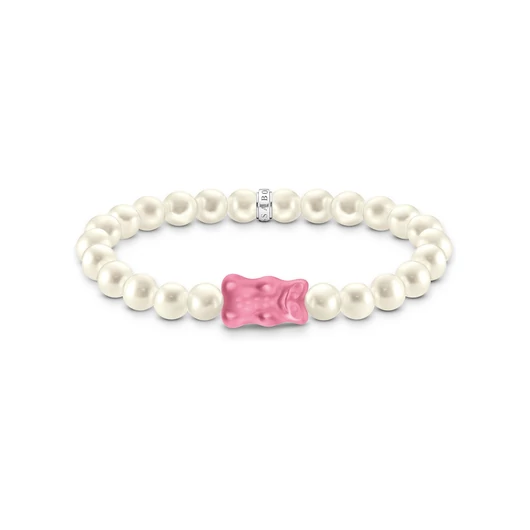 Thomas Sabo x Haribo rózsaszín gumimaci gyöngy karkötő 17 cm - A2154-082-9-L17