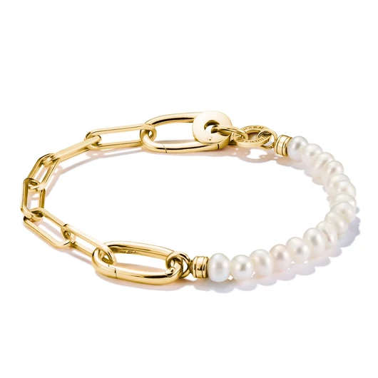 Thomas Sabo Charm Club Connect aranyozott gyöngy karkötő 17 cm - C1209-430-14-L17