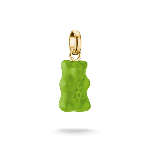 Thomas Sabo x Haribo Charm Club Connect aranyozott zöld gumimaci kristályüveg charm medál - CC1275-413-6