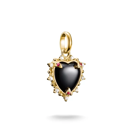 Thomas Sabo Charm Club Connect aranyozott fekete szív charm medál - CC1286-995-11