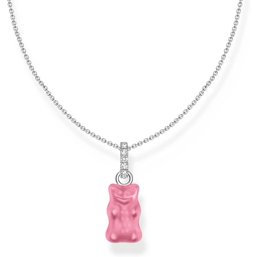Thomas Sabo x Haribo rózsaszín gumimaci kristályüveg nyaklánc 45 cm - KE2209-052-9-L45
