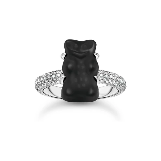 Thomas Sabo x Haribo fekete gumimaci kristályüveg gyűrű 54-es méret - TR2478-052-11-54