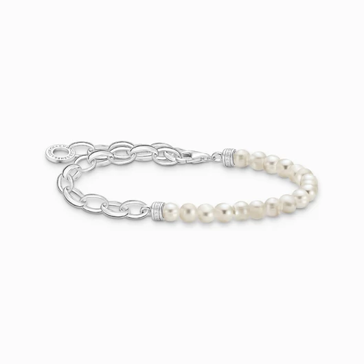 Thomas Sabo Charming Collection fehér gyöngyökkel karkötő 17 cm - A2098-082-14-L17