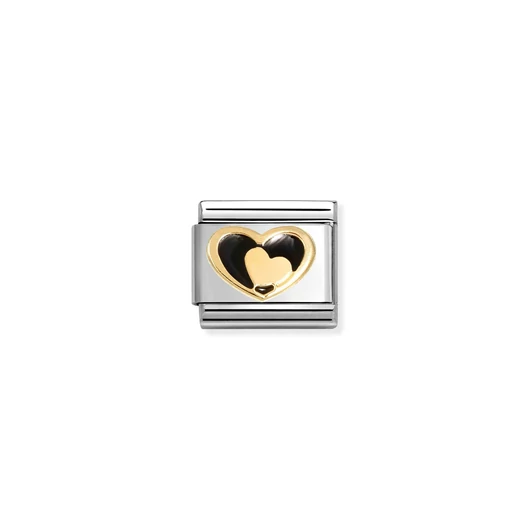 Nomination "Fekete-arany szív" charm - 030283-26