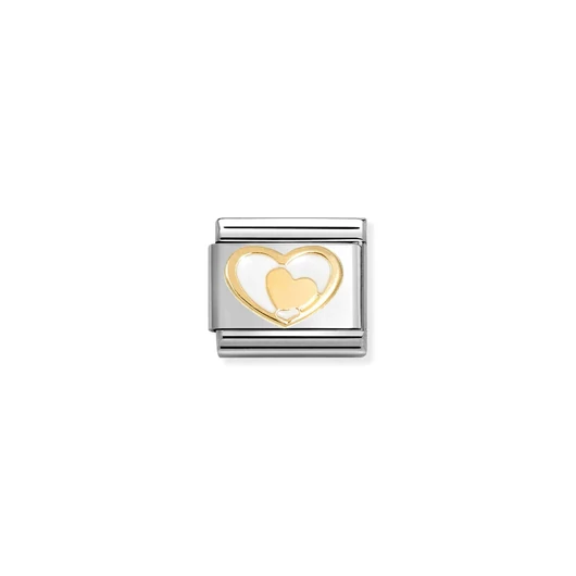 Nomination "Fehér-arany szív" charm - 030283-27