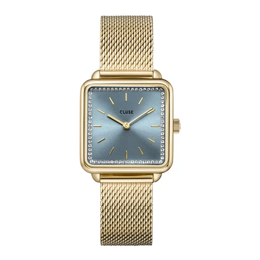 Cluse La Tétragone Watch Mesh stones Light Blue, Gold Colour női óra - CW10310