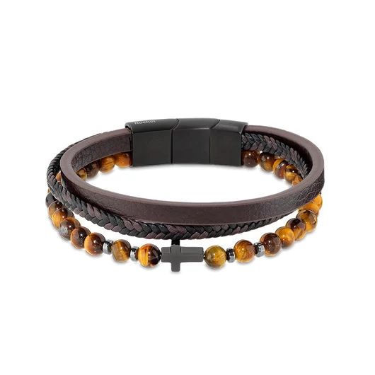 ROCHET férfi ásványi karkötő kereszt medállal 21,5 cm - HB891203
