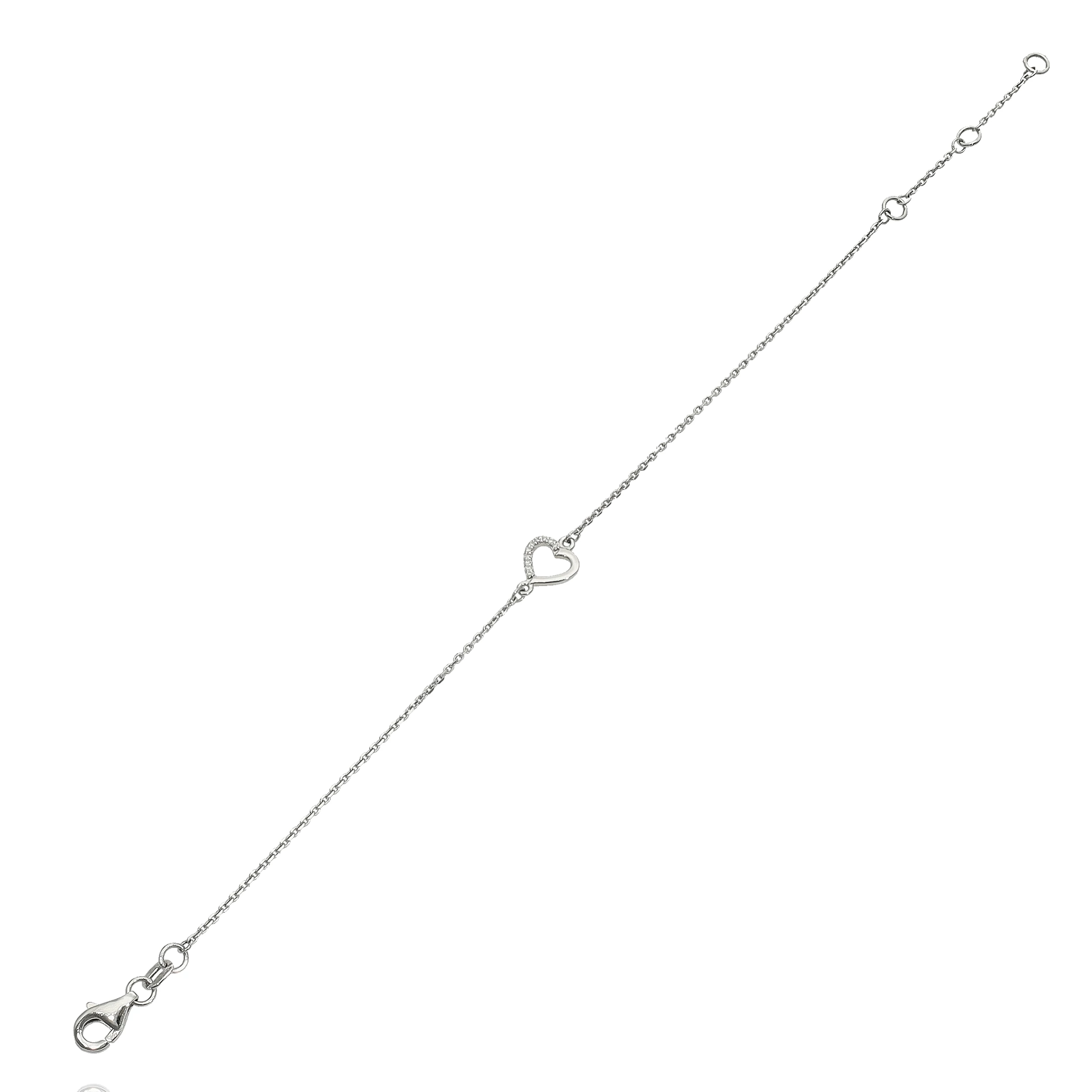 Fehér arany szív karlánc 17 cm - B42644