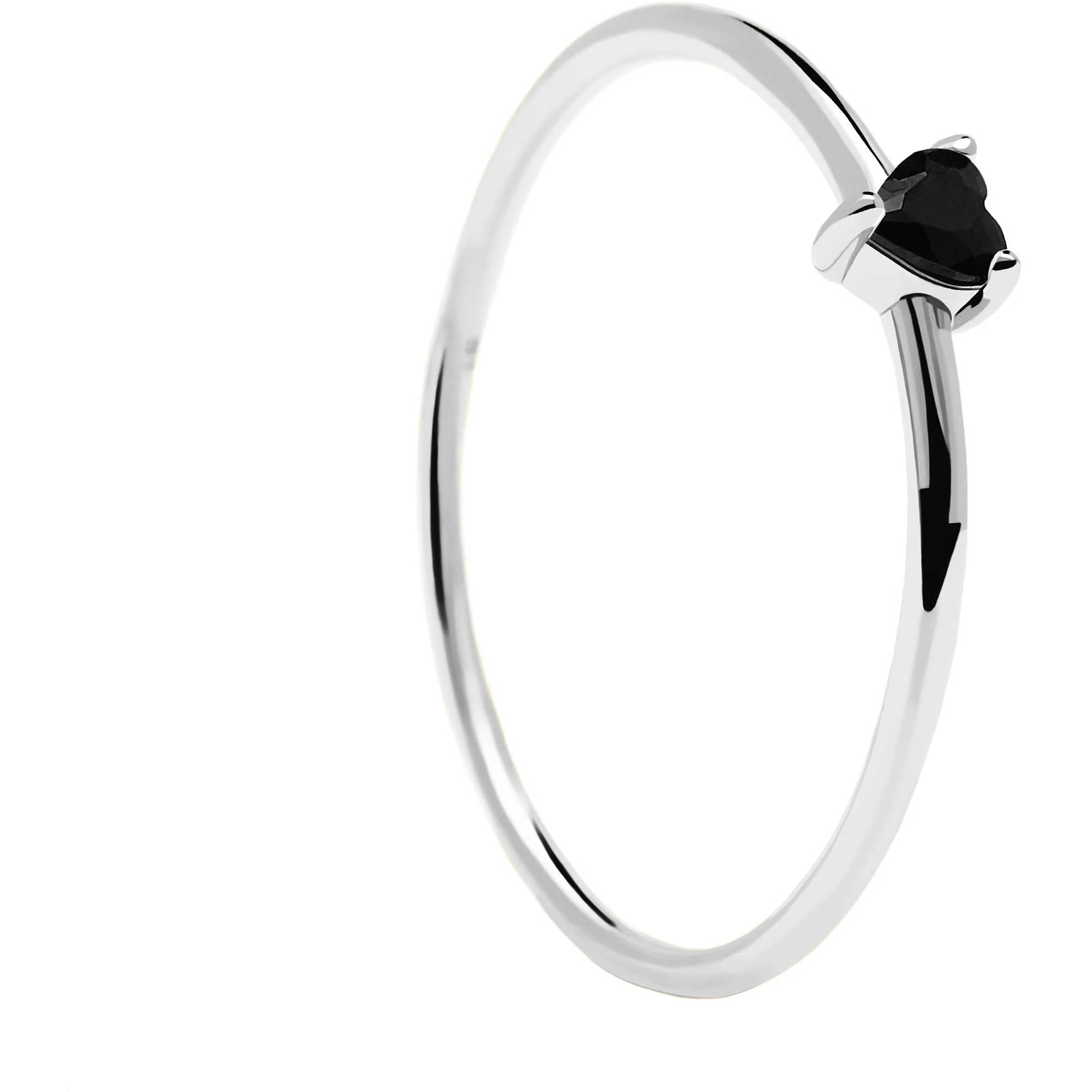 PD Paola Black Heart Silver ezüst gyűrű 56-os méret - AN02-224-16