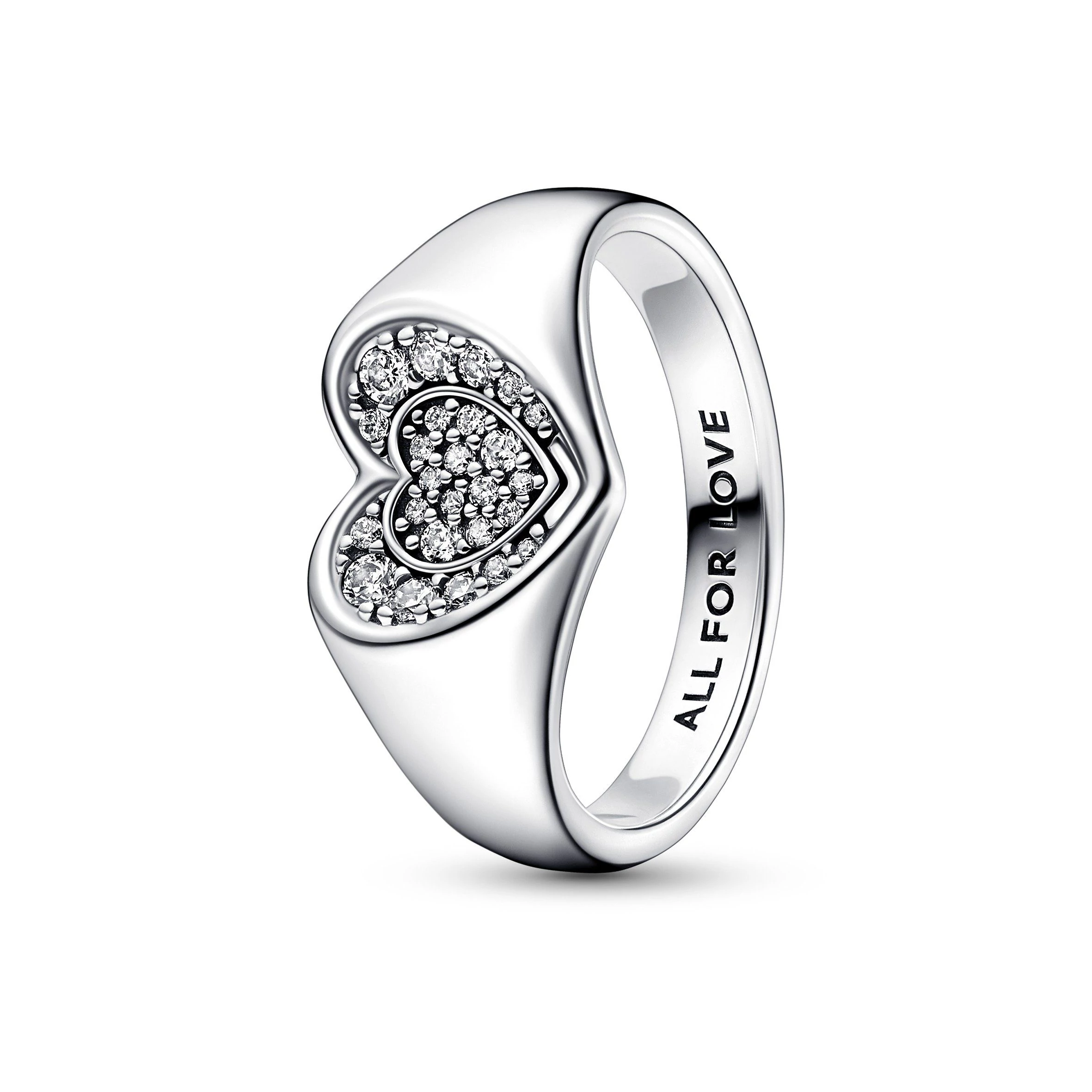 Pandora szív alakú pavé pecsét gyűrű 48-as méret - 192491C01-48