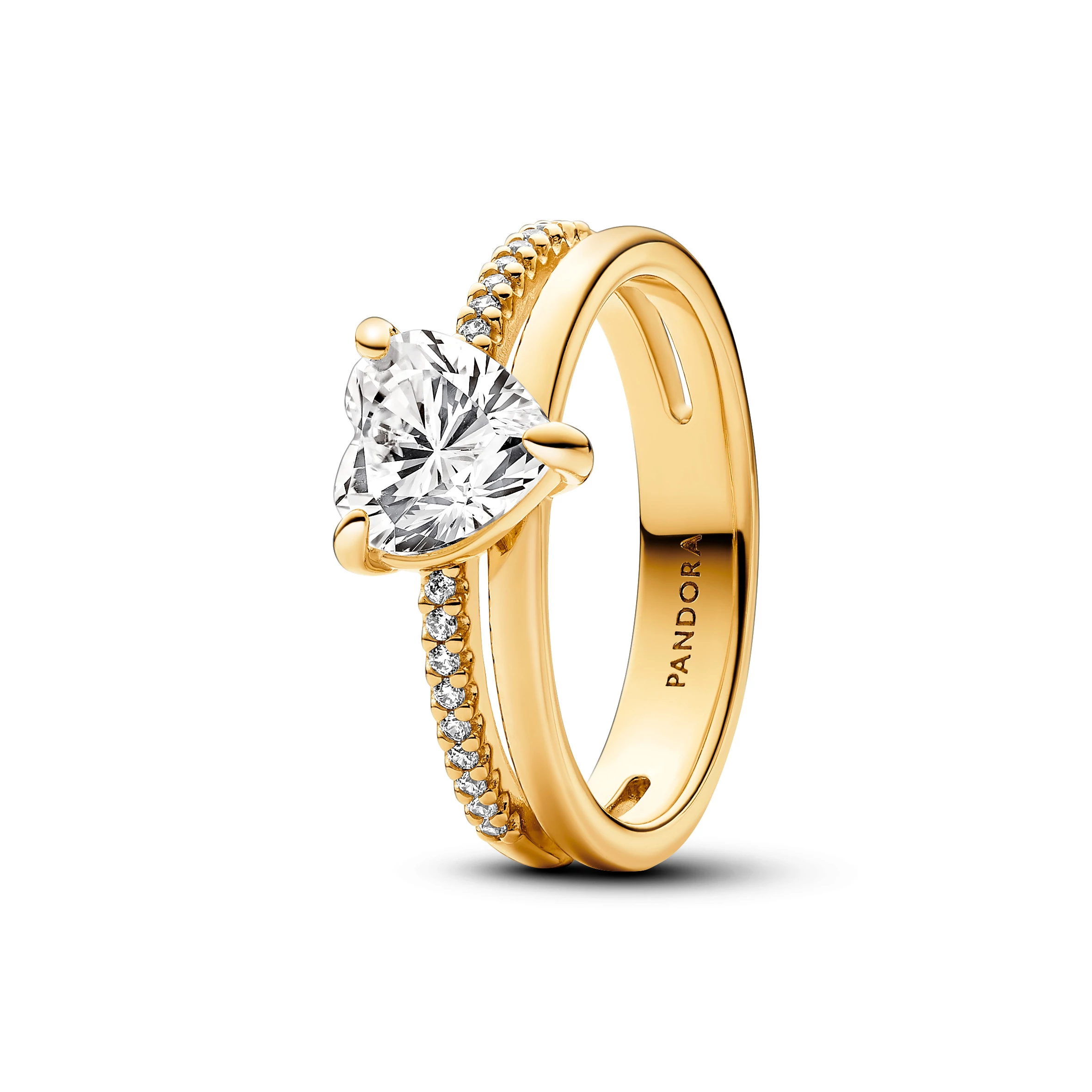 Pandora Dupla gyűrű szív alakú kővel 52-es méret - 163100C01-52