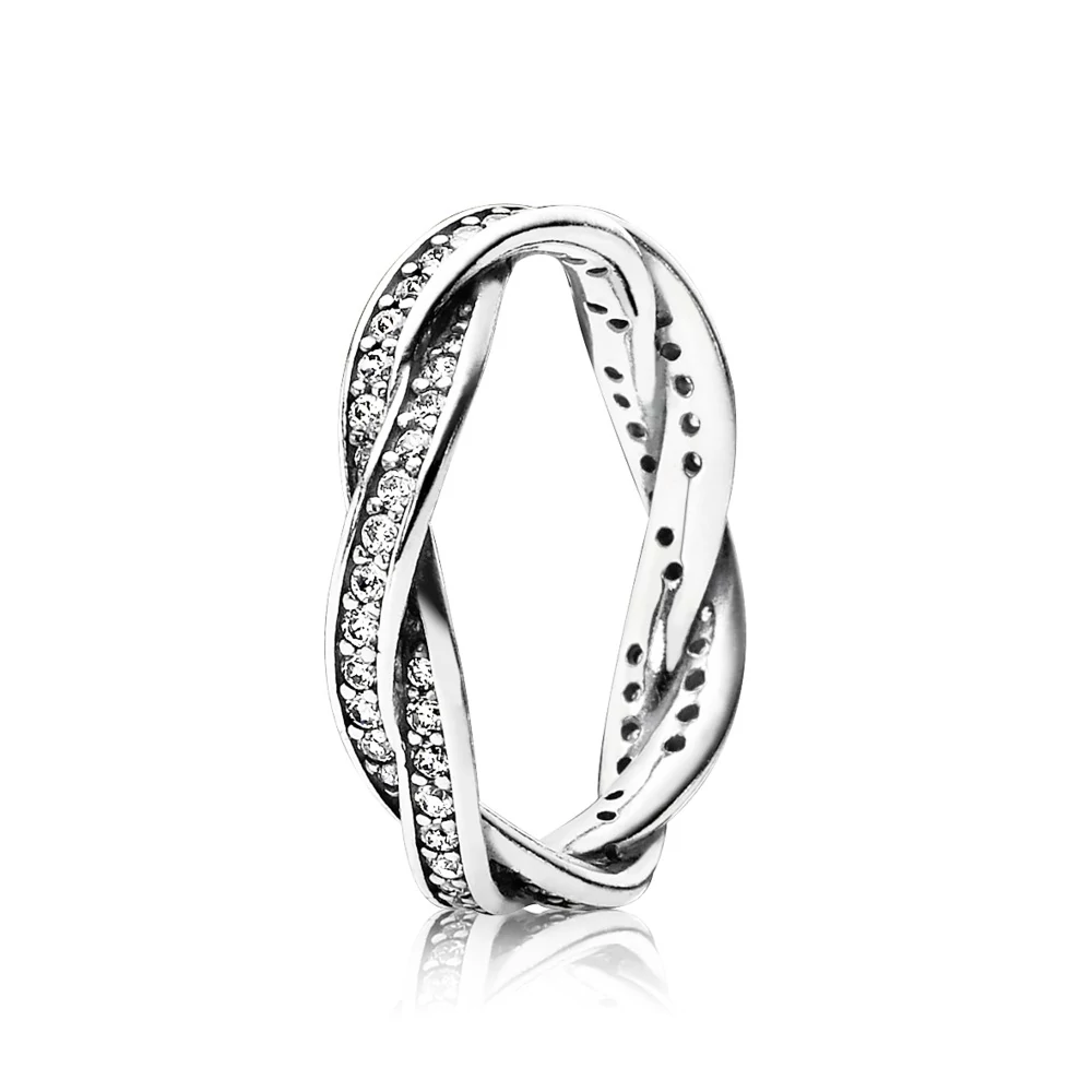 Pandora egymásba fonódó ezüst pavé gyűrű - 190892CZ-52