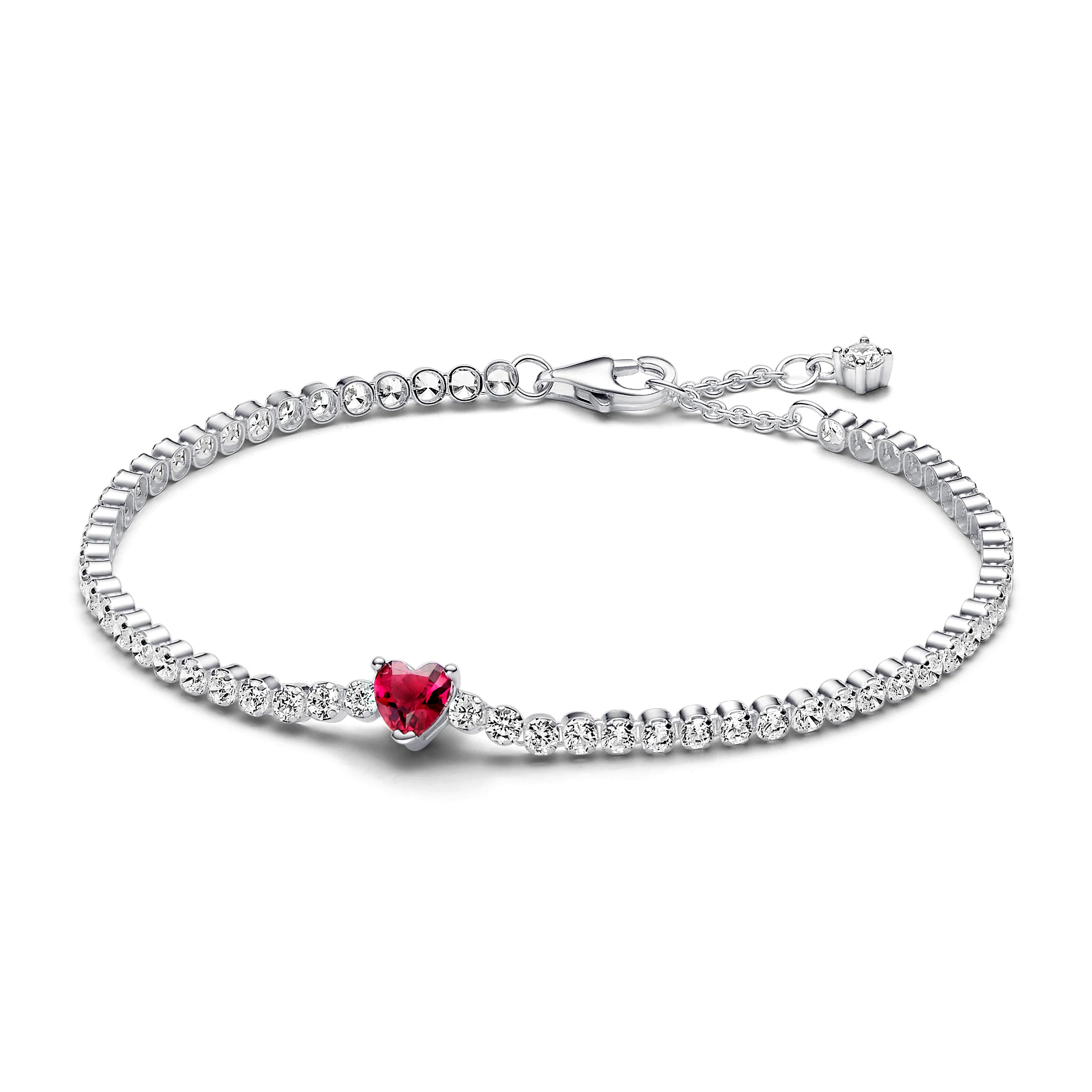 Pandora piros szíves tennis karkötő 20 cm-es - 590041C02-20