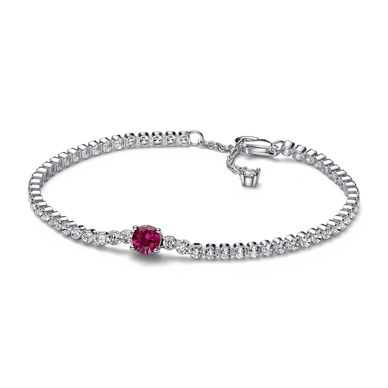 Pandora Csillogó Piros Kerek Köves Tennis karkötő 18 cm - 592403C01-18