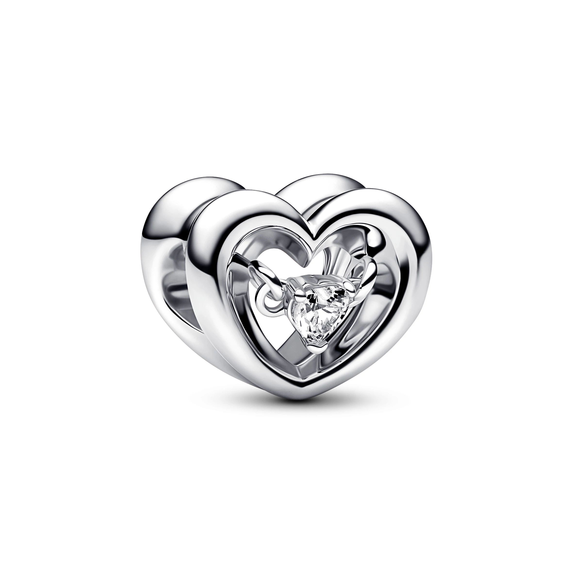 Pandora Sugárzó szív és lebegő kő charm - 792493C01