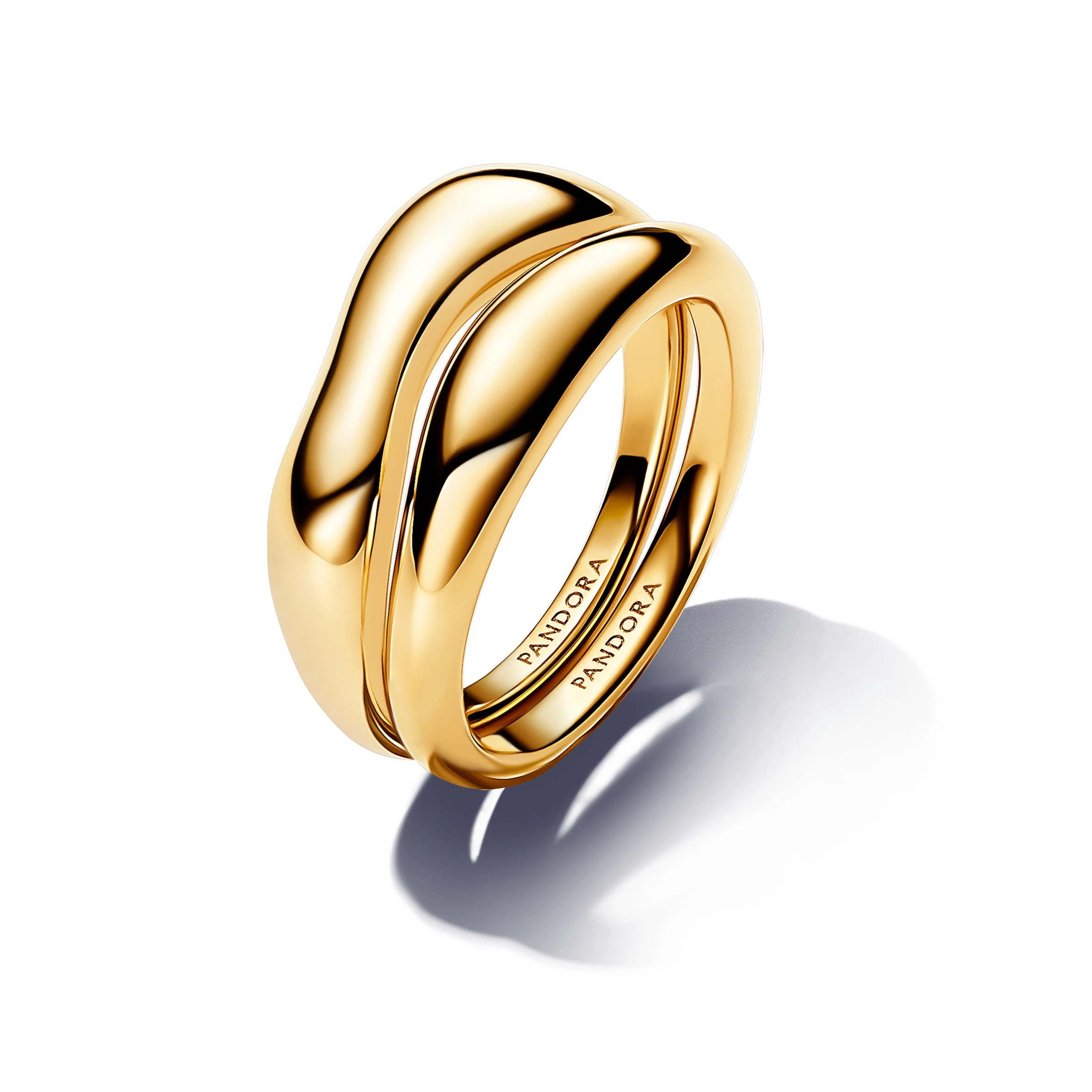 Pandora 14k aranyozott organikus formájú dupla gyűrű 56-os méret - 163264C00-56